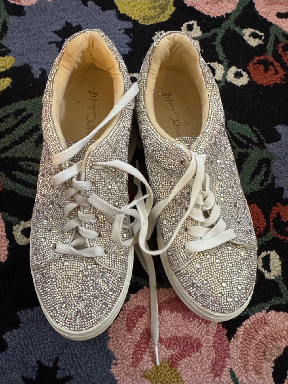 Sparkling Silver Rhinestone Betsey Johnson Women's Sidney Sneakers